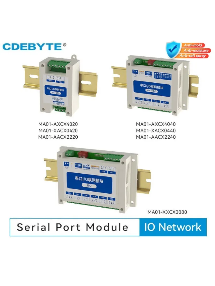 Moduł szeregowy ModBus RTU IO z interfejsem RS485 AI DI DO 8 Wyjść Cyfrowych Montaż na szynę DIN 8~28VDC CDEBYTE MA01-AXCX4020 — zdjęcie produktu 7