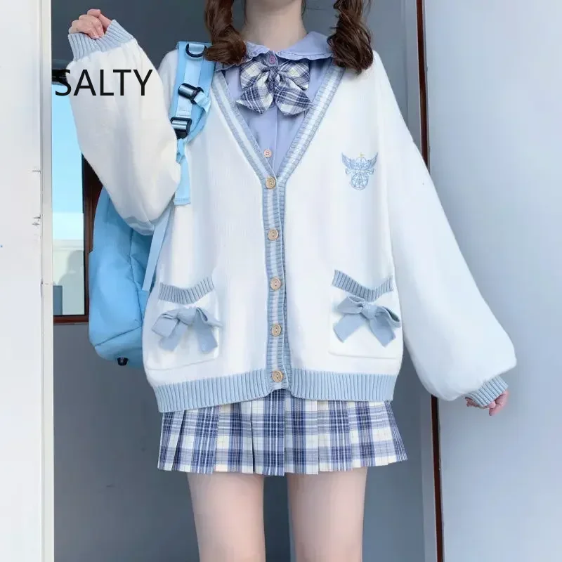 2025 Autumn Winter Women Sweater Loose Japanese Style Sweet Knitted Cardigan Embroidery Oversize Harajuku Female Cardigans Cute