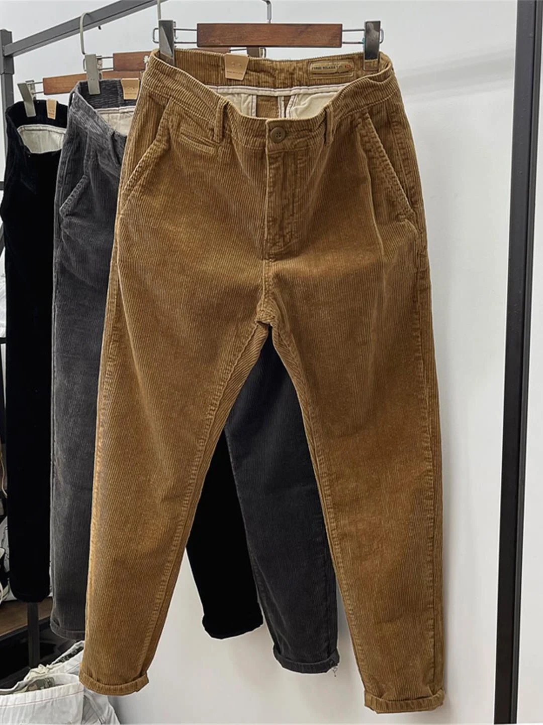 

Теплые и мягкие мужские повседневные брюки из вельвета в стиле ретро, ​​свободные прямые брюки с эластичной резинкой на талии, универсальные рабочие брюки, молодежный стиль