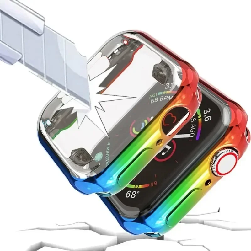 Stuk Regenboog Horloge Hoesje Voor Apple Iwatch Serie 7 6 5 4 Se 40Mm 44Mm Bumper Schermbeschermer Iwatch Serie 3 2 1 38Mm 42Mm