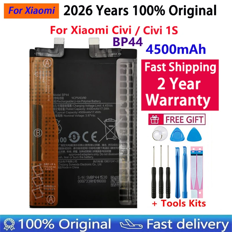 

2026 Years 100% Original New High Quality Battery BP44 For Xiaomi Civi / Civi 1S Replacement Phone Battery Batteries Bateria