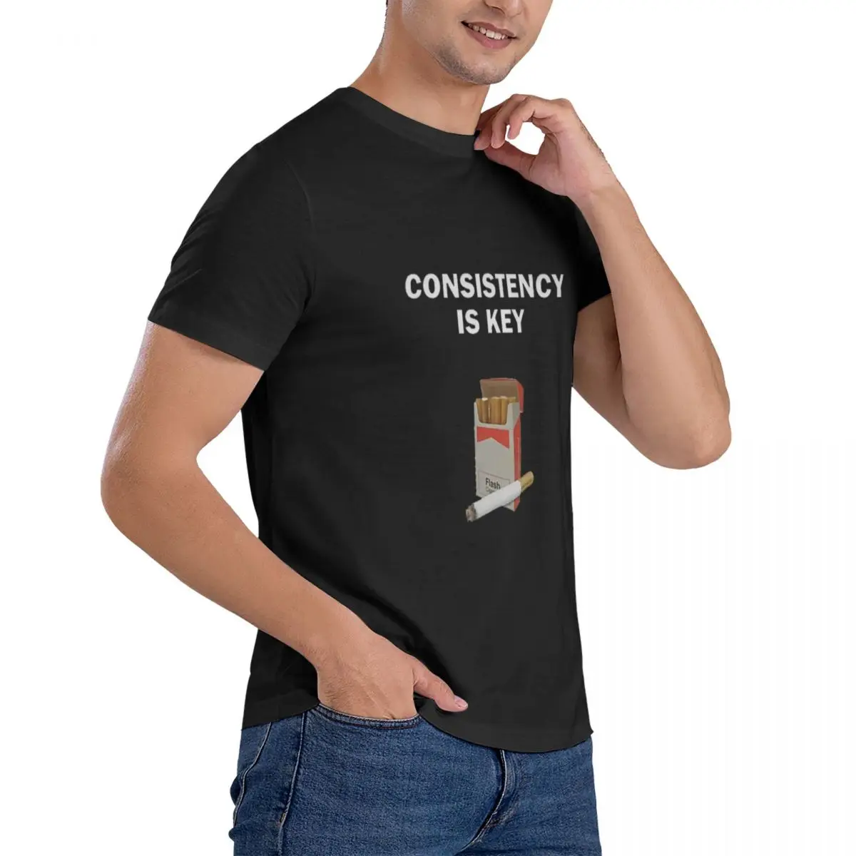 Consistency Is Key Smoking Humor T Shirt Summer Short Sleeve Hip Hop Funny Cotton Tops