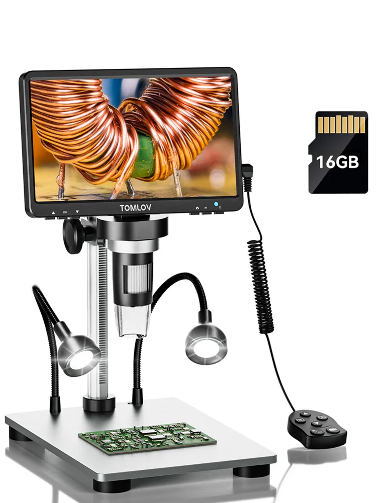 TOMLOV Digitales Löt-Mikroskop 1200X 1080P Münzmikroskop Lupe 12MP Ultra-Präzise Fokussierung HDMI-Mikroskop für PCB- und Handy-Reparatur