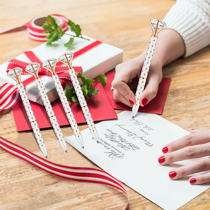 20 piezas-bolígrafos de diamante con cristal para mujer, plumas de Metal ostentosas de lujo para boda, fiesta, oficina, escuela, regalo, tinta negra