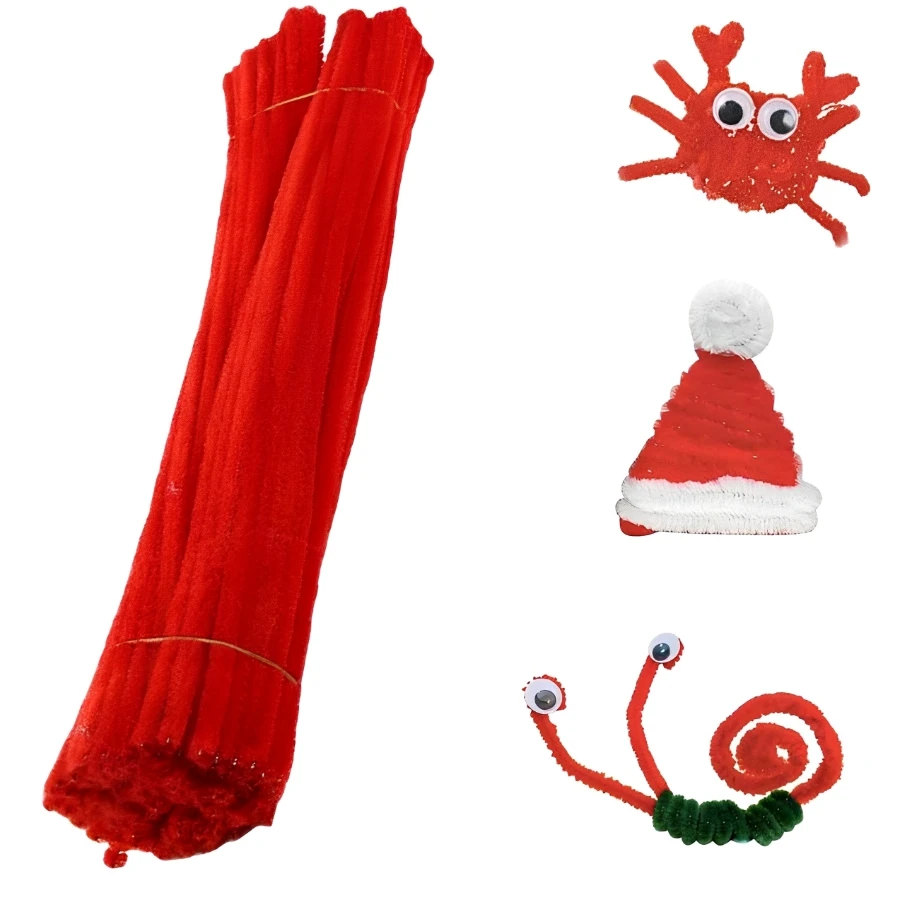 200 PCS Red Pipe Cleaners Chenille Stem, Chenille Stems Pipe Cleaner, Red Pipe Cleaners Crafts Supplies for DIY Arts Decoration