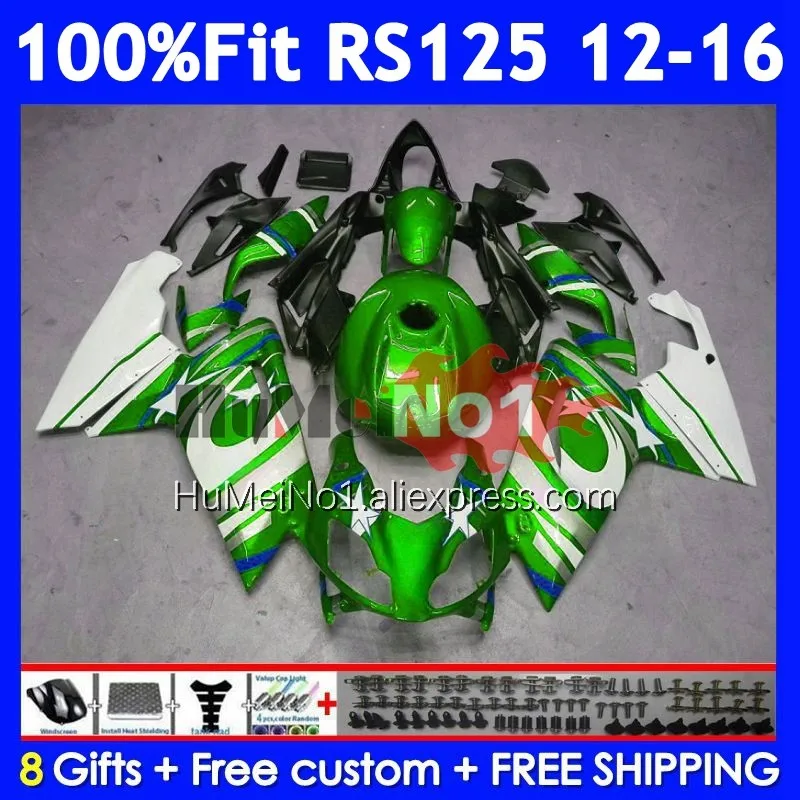 Injection Kit For Aprilia RS-125 RSV125 R RS125 12 13 14 15 16 313No.44 RS 125 2012 2013 2014 2015 2016 OEM Green white Fairing