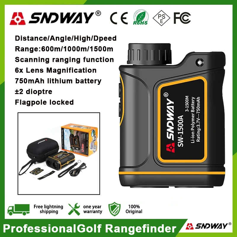 SNDWAY Rangefinder تلسكوب 600 متر 1000 متر 1500 متر مقياس مسافات الليزر للصيد أحادي العين جولف المدى مكتشف الروليت شريط القياس