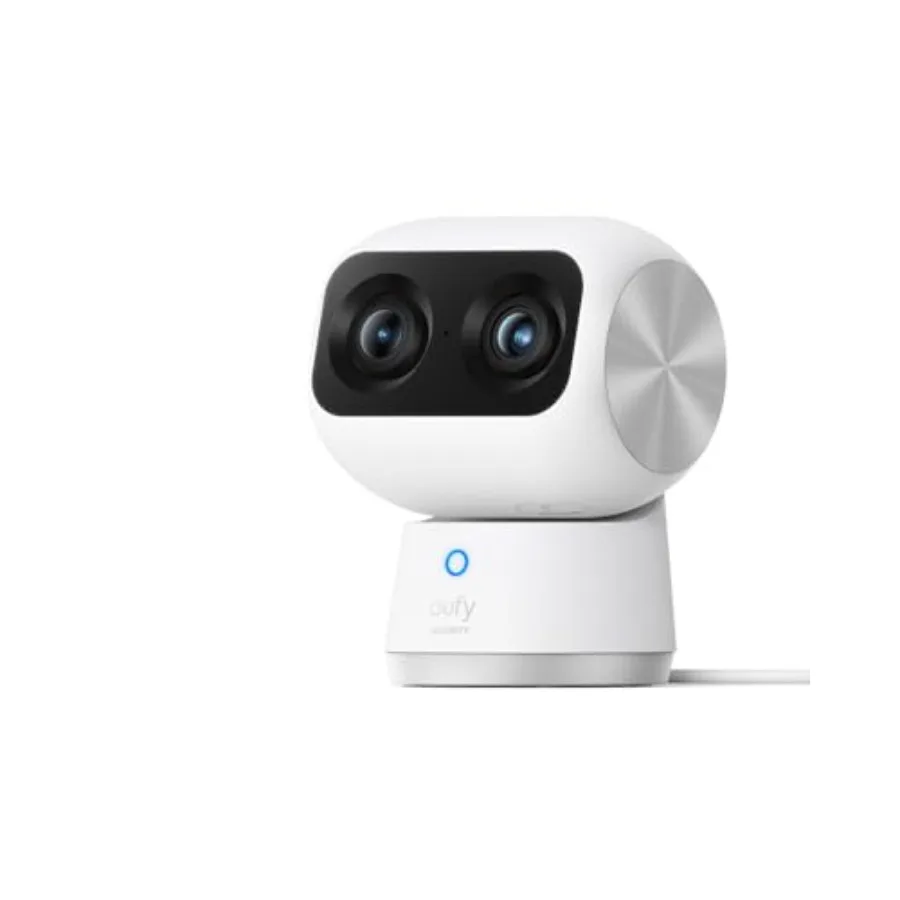 

4K Indoor Cam S350 for home security, plastic housing, white, no subscription required with dual cameras, 8× zoom, 360 coverage