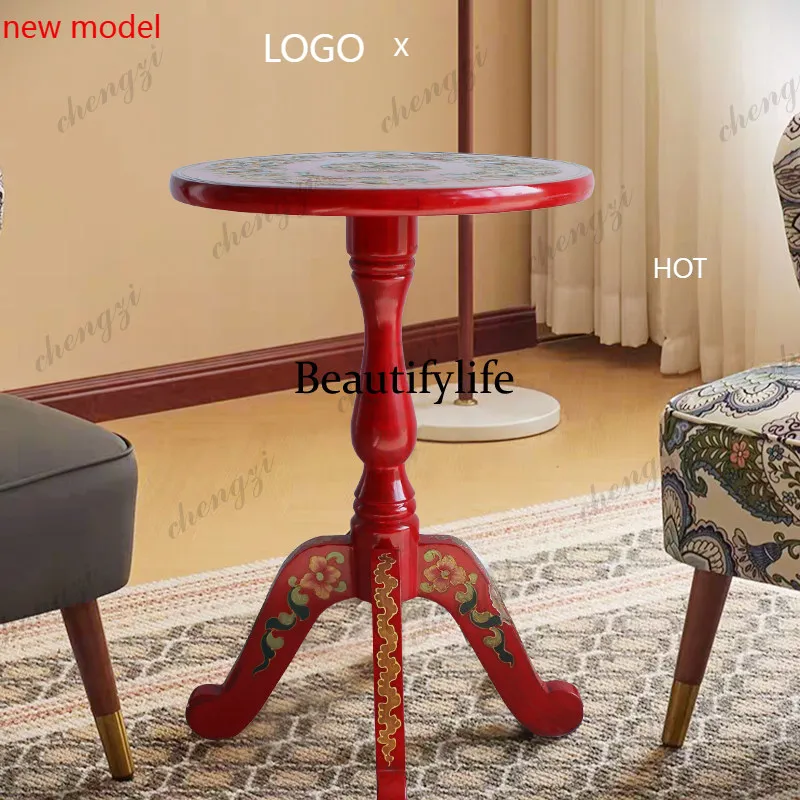 N138Chinese painting, small round table, coffee   round table, sofa side table