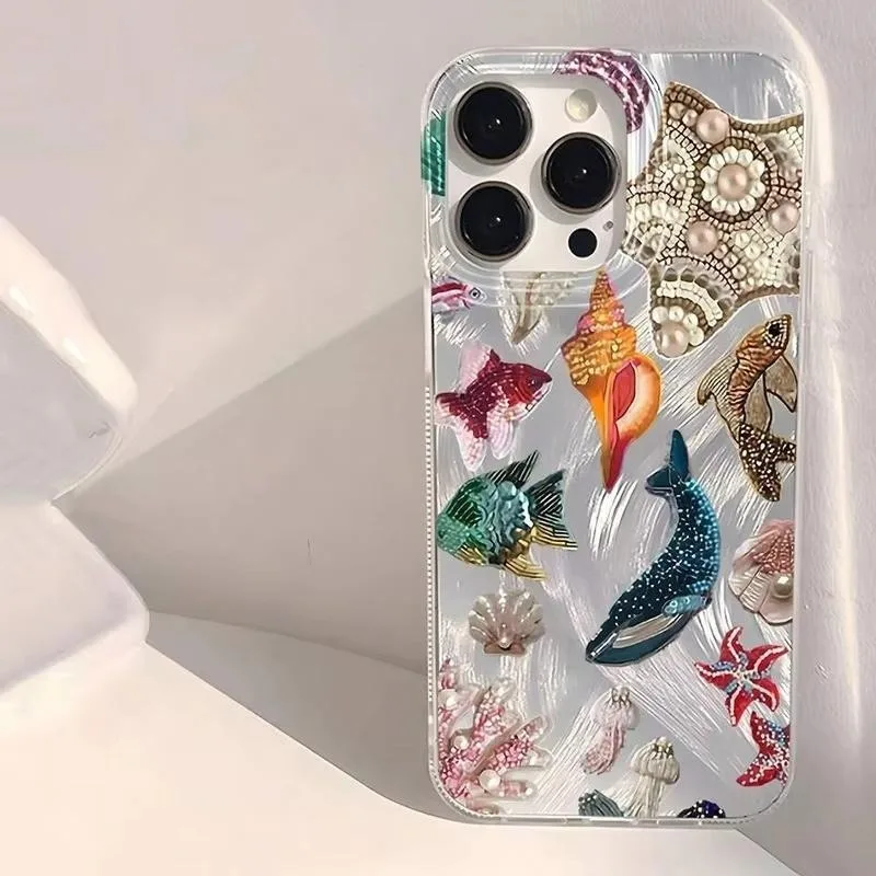 

Ocean Elements Personalized Pattern Soft Phone Case For IPhone 16 Pro Max 15 14 13 11 12 PRO Case X XR XS 7 8 Plus Glossy Cover