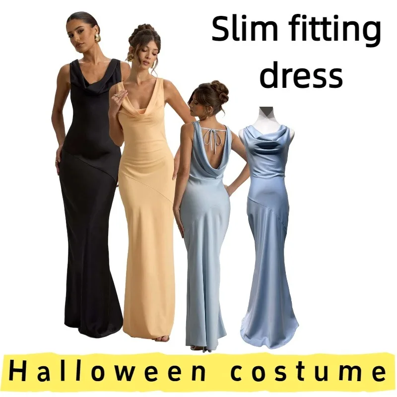 

European American Women's Slim Fit Bodycon Mermaid Backless Dress Formal Gown for Proms Weddings Banquets Formal Events Evening