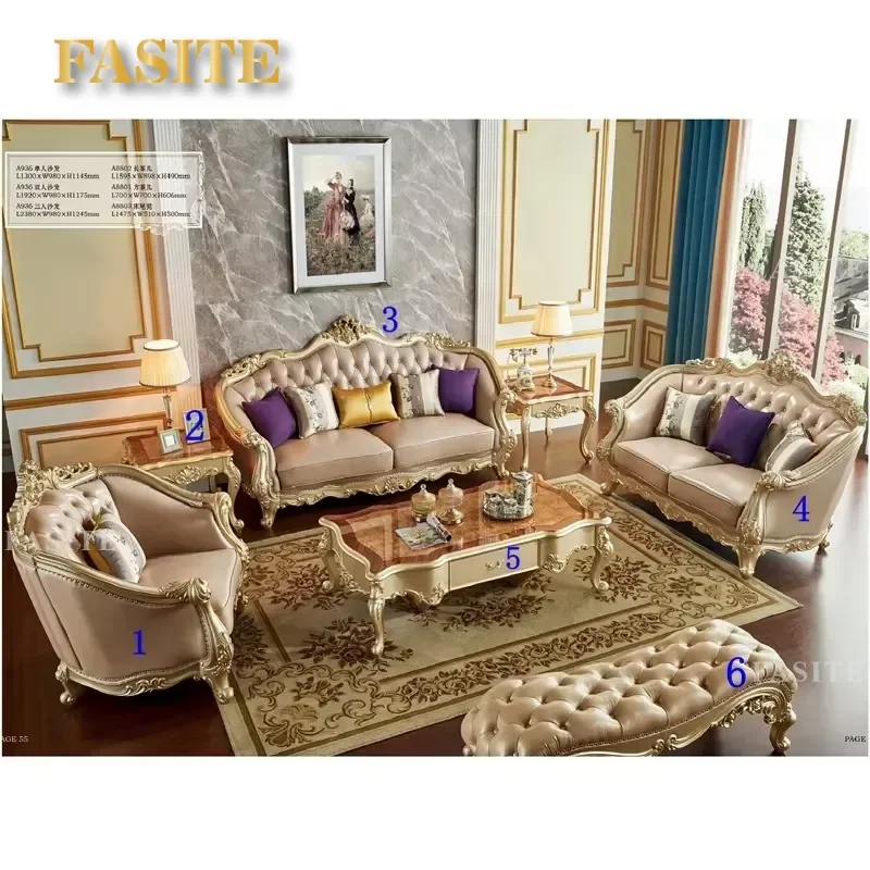 For Living Room French Style Classic Luxury Sofa Set High Quality Furniture