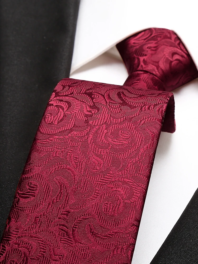 High Quality Wine Red Navy Blue Patterned Tie Men's Formal Shirt Accessories Wedding Business Banquet Zipper 7CM Wide Necktie