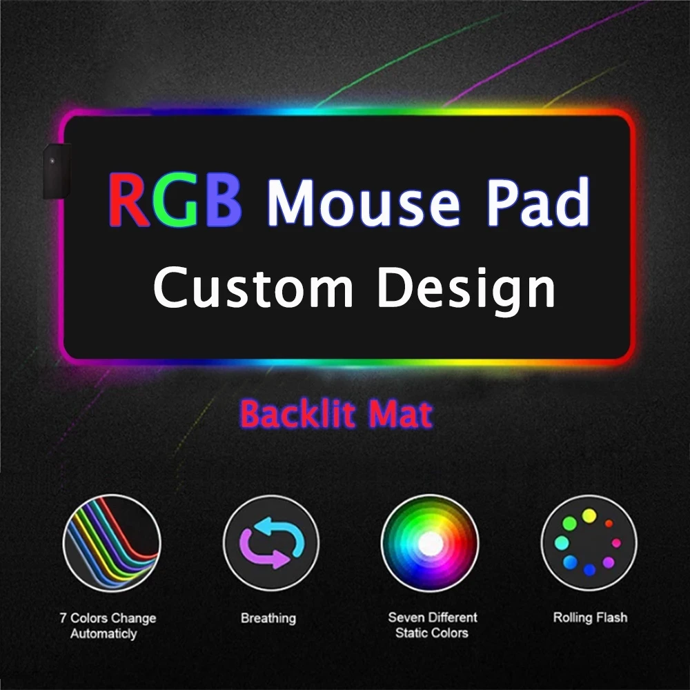 Alfombrilla de ratón RGB de marca personalizada para juegos, alfombrilla XXL para teclado de PC grande, alfombrilla de escritorio con retroiluminación LED, alfombra para ratón personalizable, 90x40