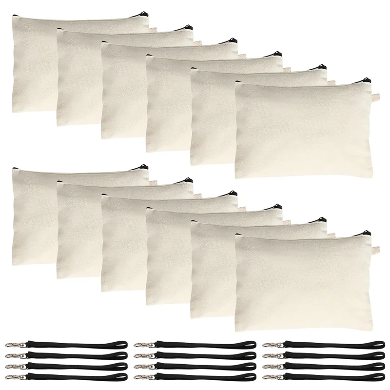 ABRT-1 Set Cosmetic Bag Sublimation Blank Heat Transfer Cosmetic Bag With Wrist Strap Lanyard For Diy Craft
