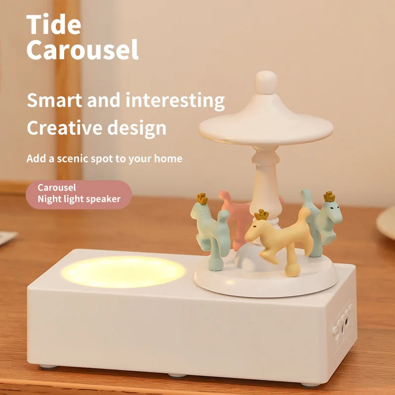 

High Quality HI-FI High Resolution Creative Retro Carousel Speaker Wireless Bluetooth5.0Home Decor Atmosphere Light Caixa De Som