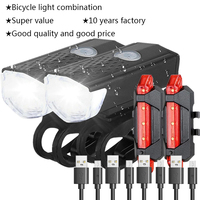 Cycling Light Bicycle Lantern USB LED Rechargeable Set Mountain Bike Light Front Back Headlight Flashlight Bike Accessorries