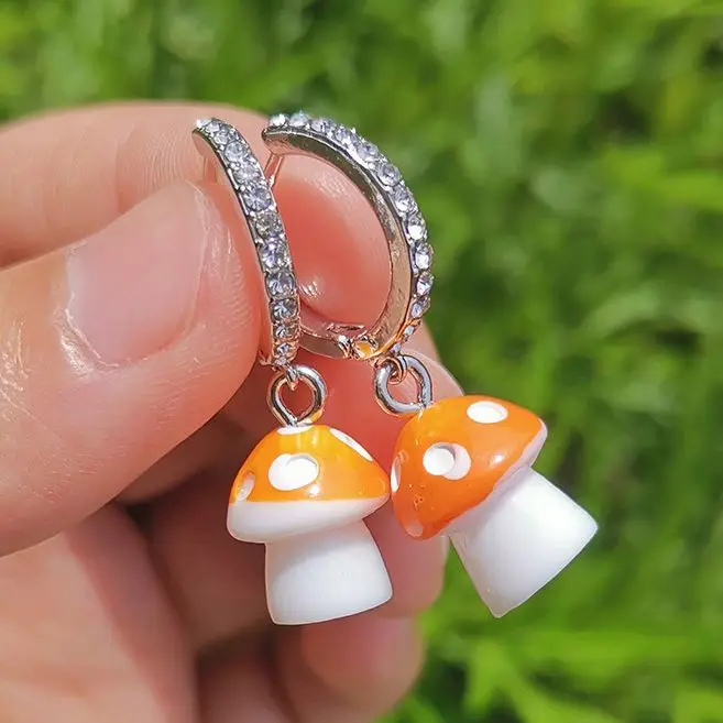 Resin Cute Mushroom Dangle Earrings For Women Fashion Personality Ladies Wedding Party Gift Jewelry Wholesale Dropshipping