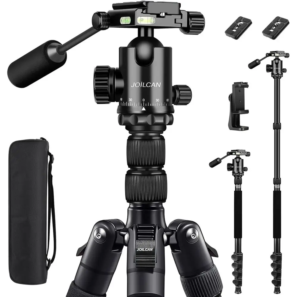 

83 Heavy-Duty Metal Handle Tripod for DSLR Cameras, Binoculars, and TeleSpotting, Supports 35Lb
