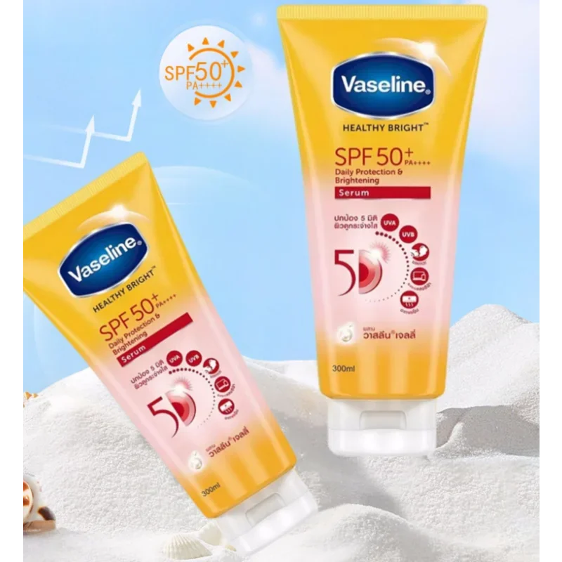 

Vaseline Healthy Sunscreen 300ml SPF50+PA++++ Daily Protection Brightening Body and Face Sunscreen Large Capacity Skin Care