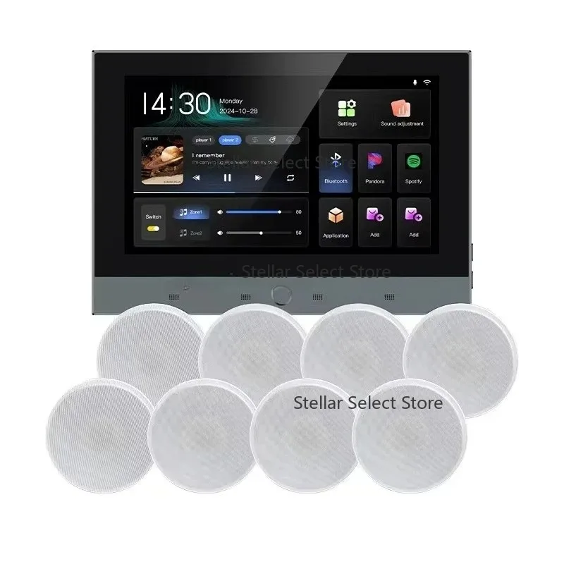 7 Inch Background Music Hos Home Audio Amplifiers  WiFi  Blue-tooth Wall Amplifier Android for Ceiling Speaker