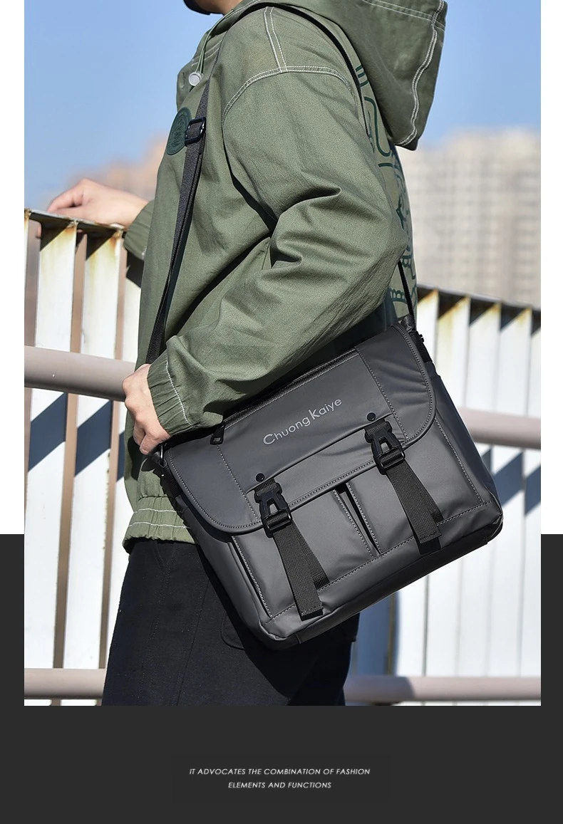 

Men's crossbody bag, single-shoulder bag, diamond-shaped large-capacity buckle multi-functional waterproof crossbody bag