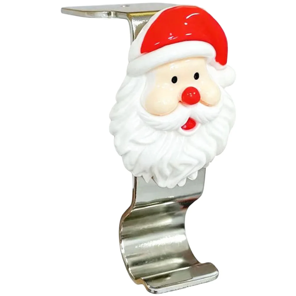 4 Piece Metal Christmas Stocking Holder Hook for Fireplace Mantel Edge Mount Santa Reindeer Tree Design 9x4x5.5cm