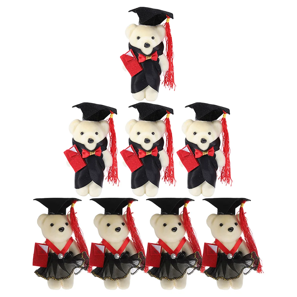 8 Pcs Graduation Season Dr Bear Toy Party Decor DIY Stuffed Bears Supply Plush Dolls Foam Themed Small Ghetto