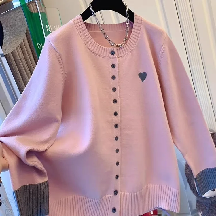 

Korean Style Lazy Love Heart Button Fake Two-Piece Loose Knitted Sweater Women's Autumn Winter Trendy Cardigan Sweater