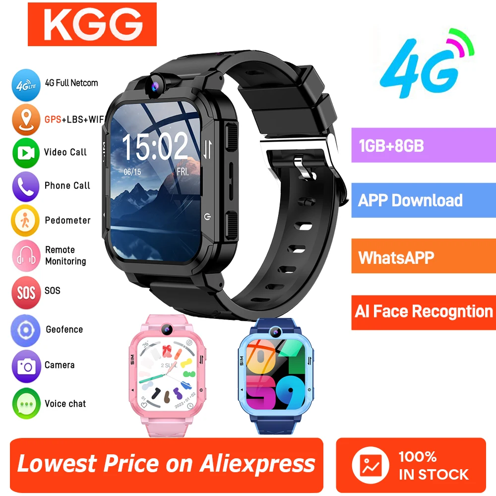 4G الاطفال ساعة ذكية الهاتف 1 + 8GB GPS واي فاي المقتفي موقع مكالمة فيديو SOS دعوة الظهر رصد APP Dowload الأطفال Smartwatch الهدايا