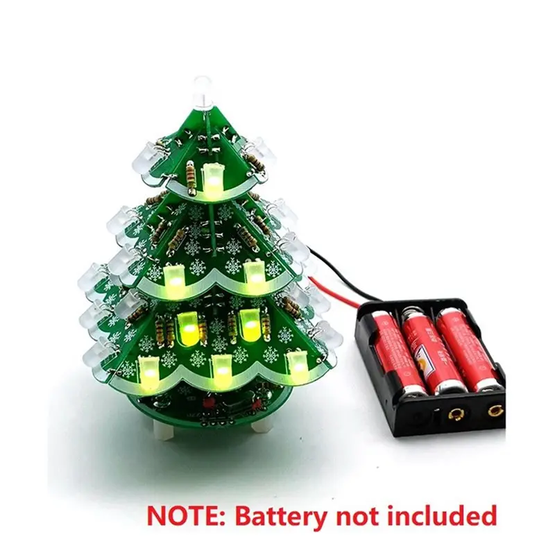 ABRE-2X 3D Stereo Christmas Tree LED DIY Kit Red/Green/Yellow LED Flash Circuit Kit