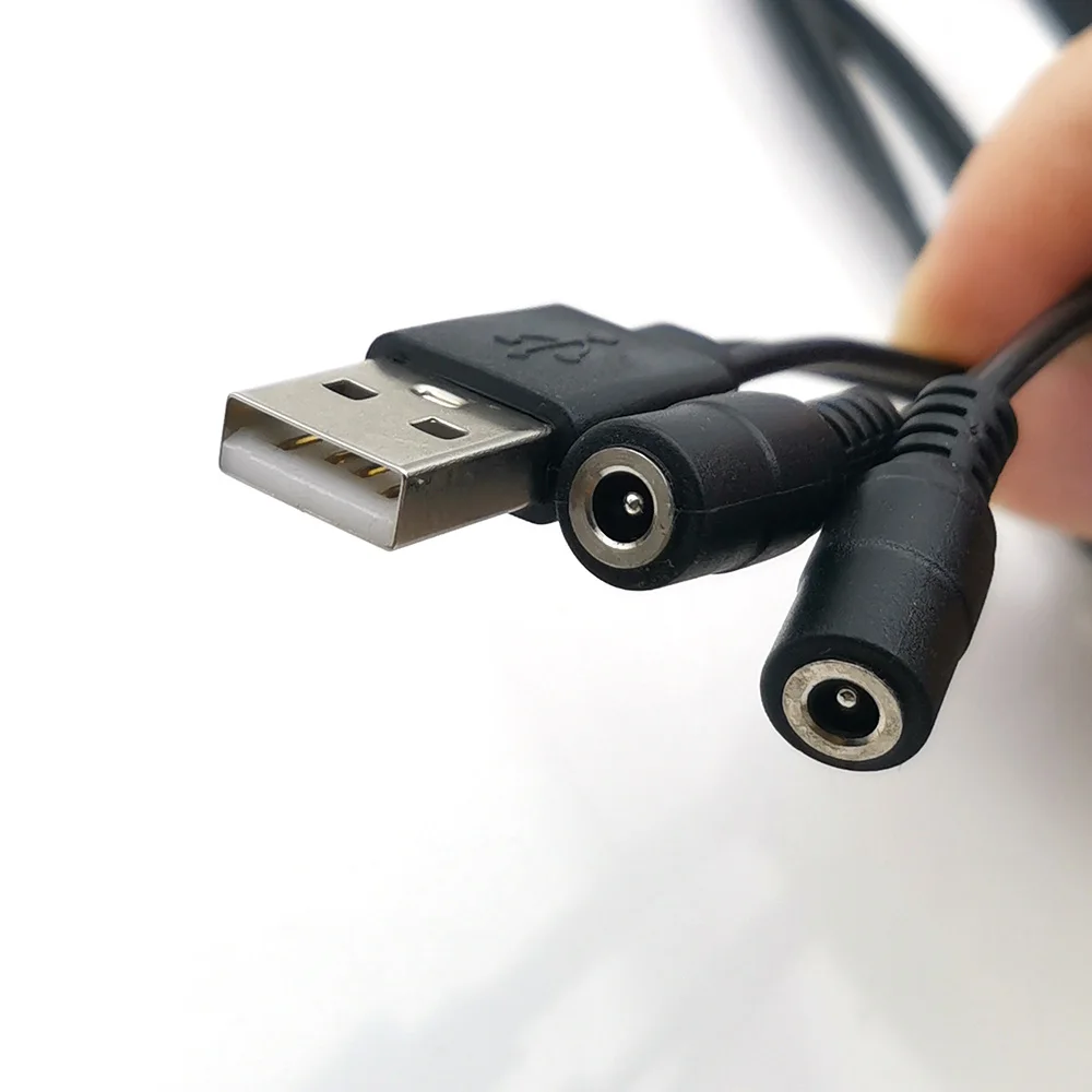 USB2.0 Male to DC 3.5*1.35mm Female One Minute Two Cable USB To Double DC Power Supply Plug Jack Extension Cable Connector Cords