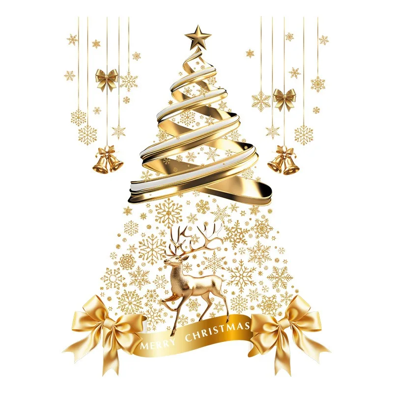 2026 جو عيد الميلاد الزجاج أعواد تزيين شجرة عيد الميلاد الملونة تلوين نافذة عرض ثابتة جدار نجمة قابل للإزالة