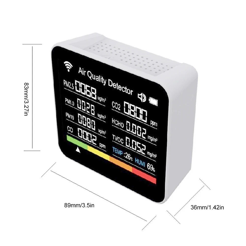 Imagem -06 - Monitor de Qualidade do ar Interior 14 em 2.8 Display Testador de Qualidade do ar Wifi App Controle de Co2 co Tvoc Hcho Pm2.5 Pm1.0 Pm10 Temp