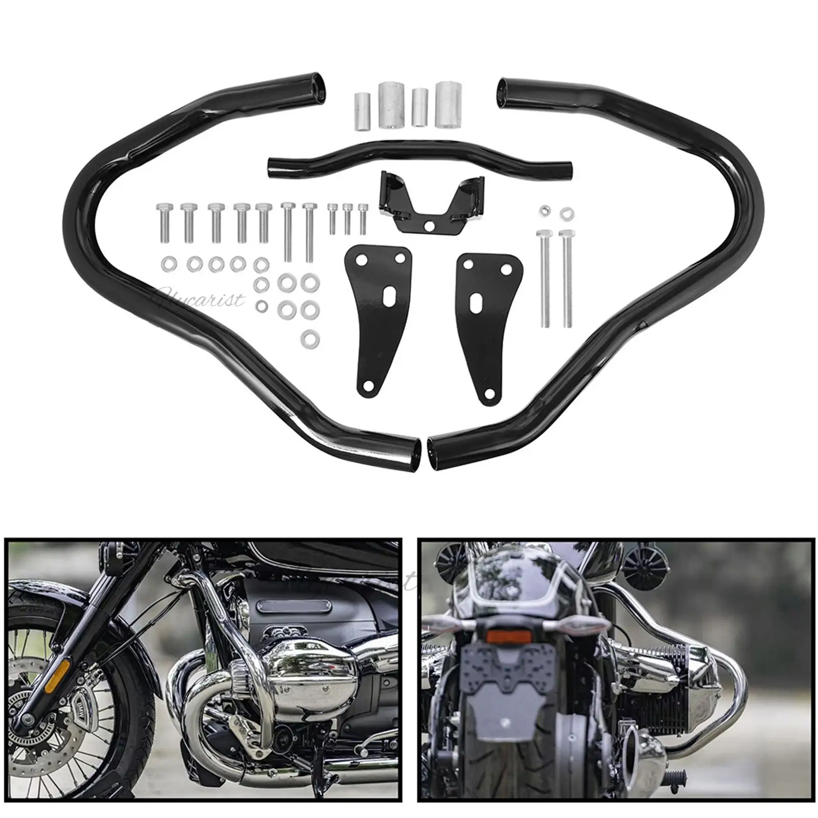 Motorcycle Engine Guard Crash Bar Black Bumper Protector Black For BMW R18 2020 2021