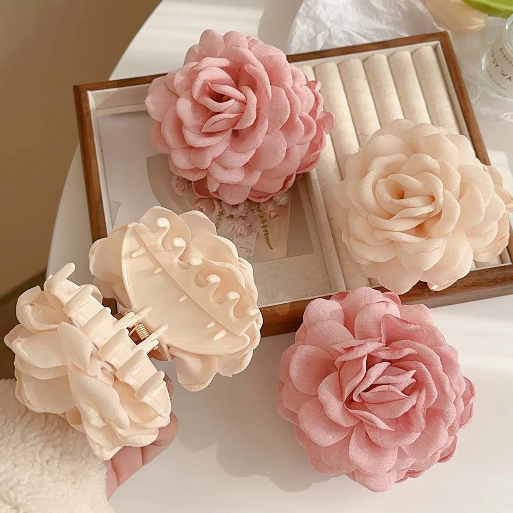 

Romantic French Rose Flower Barrettes Women Girls Hair Clip Sweet Flowers Grab Shark Clips Hair Clamps Hair Claw Headdress