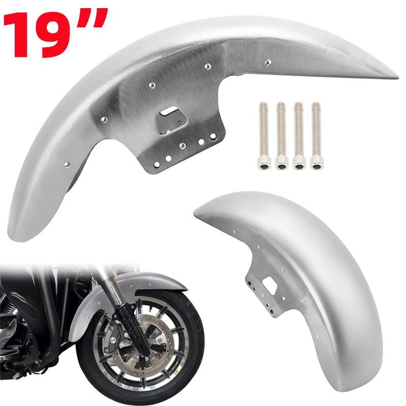 

19" Wrap Front Fender Motorcycle Unpainted Guard Splash Cover Steel For Harley Touring Road King Electra Street Glide FLHT 14-up