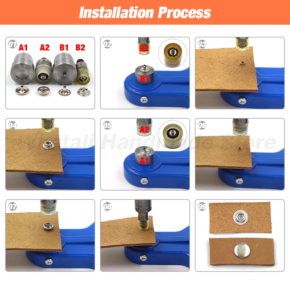 Zatrzaski zapięcia przyciski matryce instalacja matryce formy z zatrzaski prasa ręczna maszyna galanteria skórzana 12.5/15/17/20mm