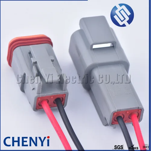 Imagen 2 del producto Deutsch DT serie 2 pines macho hembra Auto conector impermeable DT06-2S DT04-2P arnés de cables eléctricos automotrices enchufe en espiral