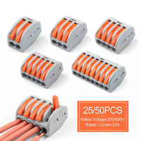 25/50PCS 221-413 Lever Wire Quick Connector 2/3/4/5/8Ports Clamp Electrical Cable Home Assortment Terminal Block Connectors Fast