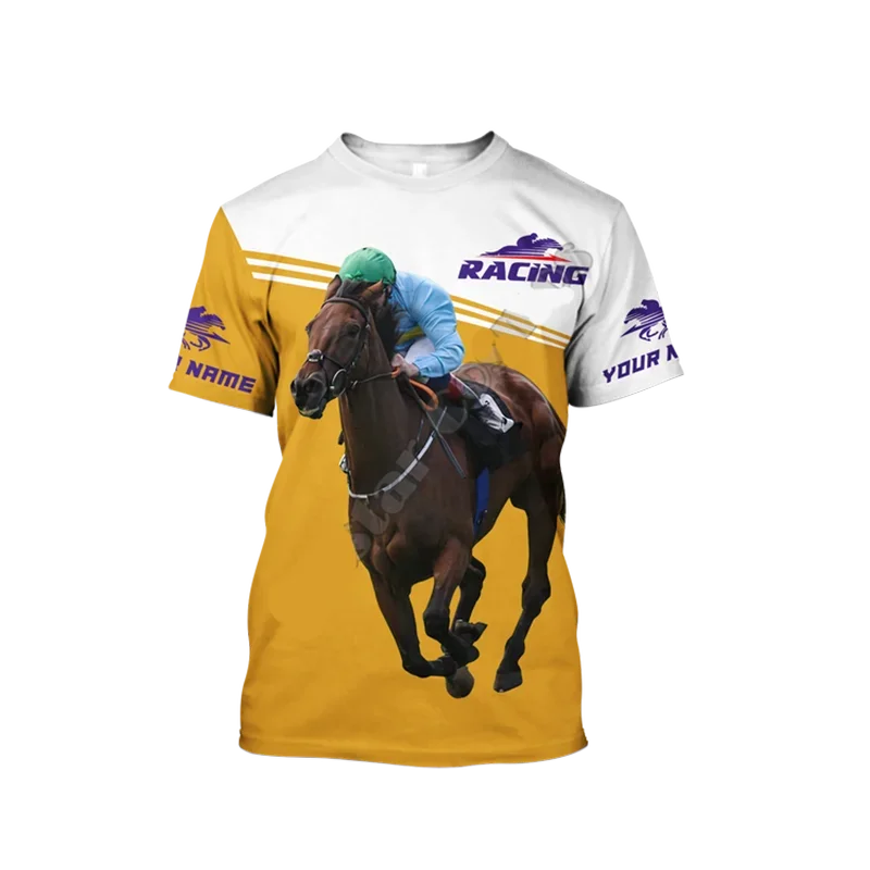 Horse Racing Pattern 3d Printing T-shirt For Men Summer Street Horse Harajuku Clothing Women Short-sleeved Shirt Streetwear