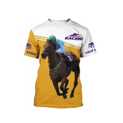 Horse Racing Pattern 3d Printing T-shirt For Men Summer Street Horse Harajuku Clothing Women Short-sleeved Shirt Streetwear