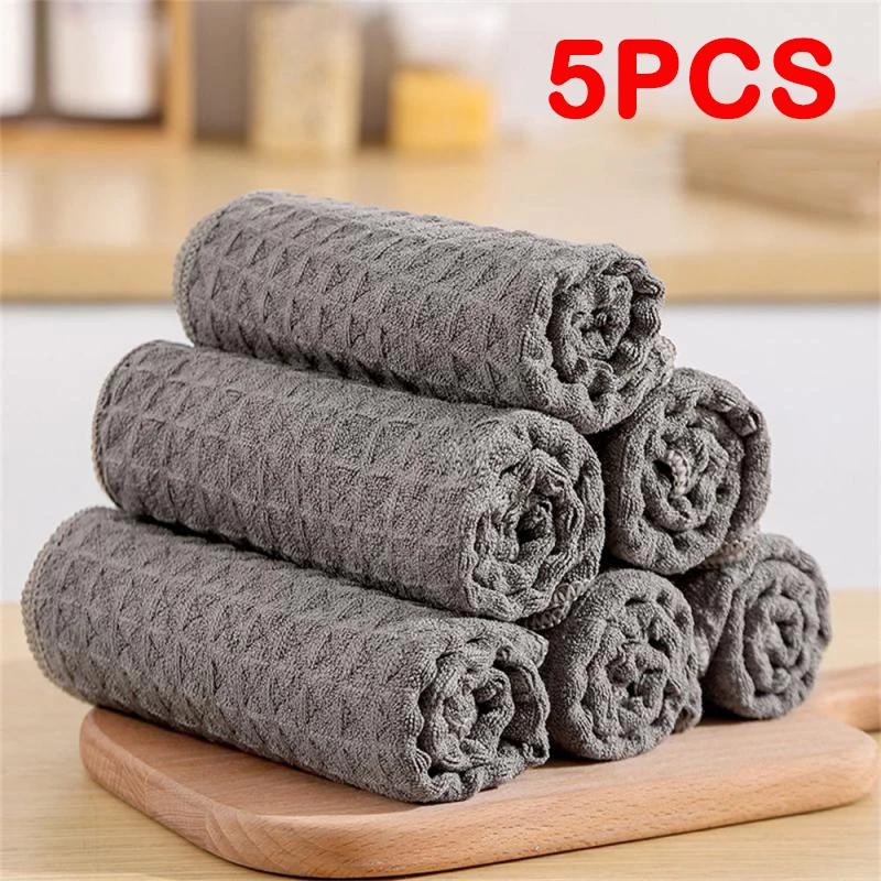 Cotton Towel Soft Absorbent Dishcloth Kitchen Dish Rags Honeycomb Breathable Face Wash Towel Household Cleaning Cloth Wash Cloth