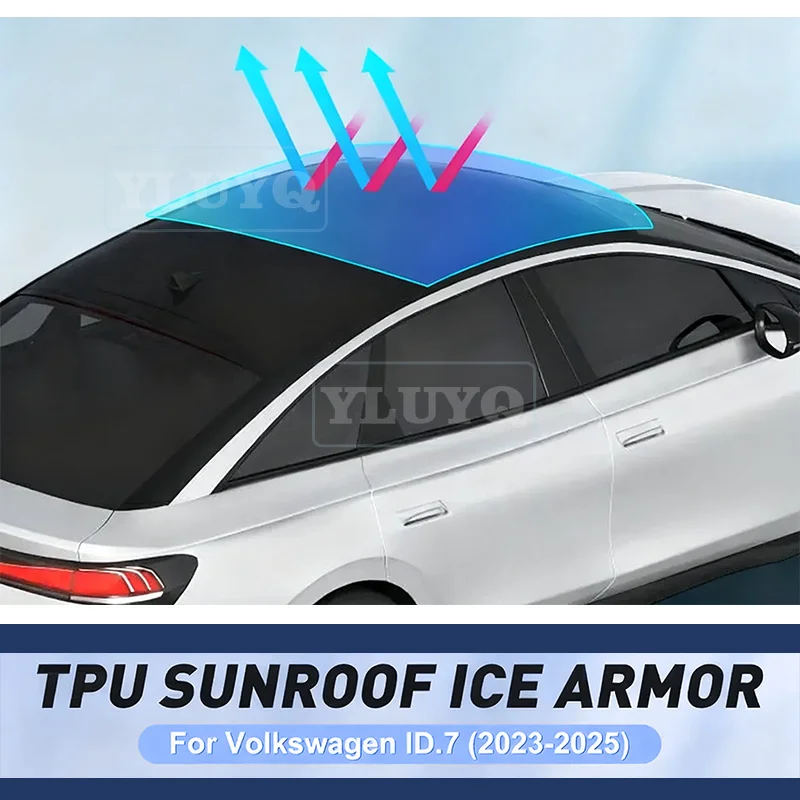 

For VOLKSWAGEN ID.7 2023 2024 2025 TPU Ice Armor Heat Insulation Car PPF Accessories Pre-Cut Sunroof Protection Film Roof Window