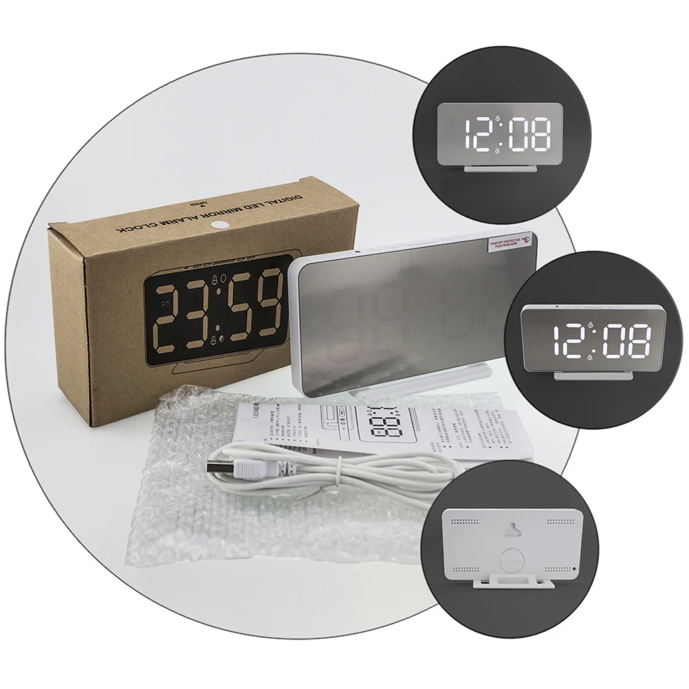 

Digital Alarm Clock Led Display With Temperature Function Brightness Adjustment Night Light For Bedroom Living Room Office