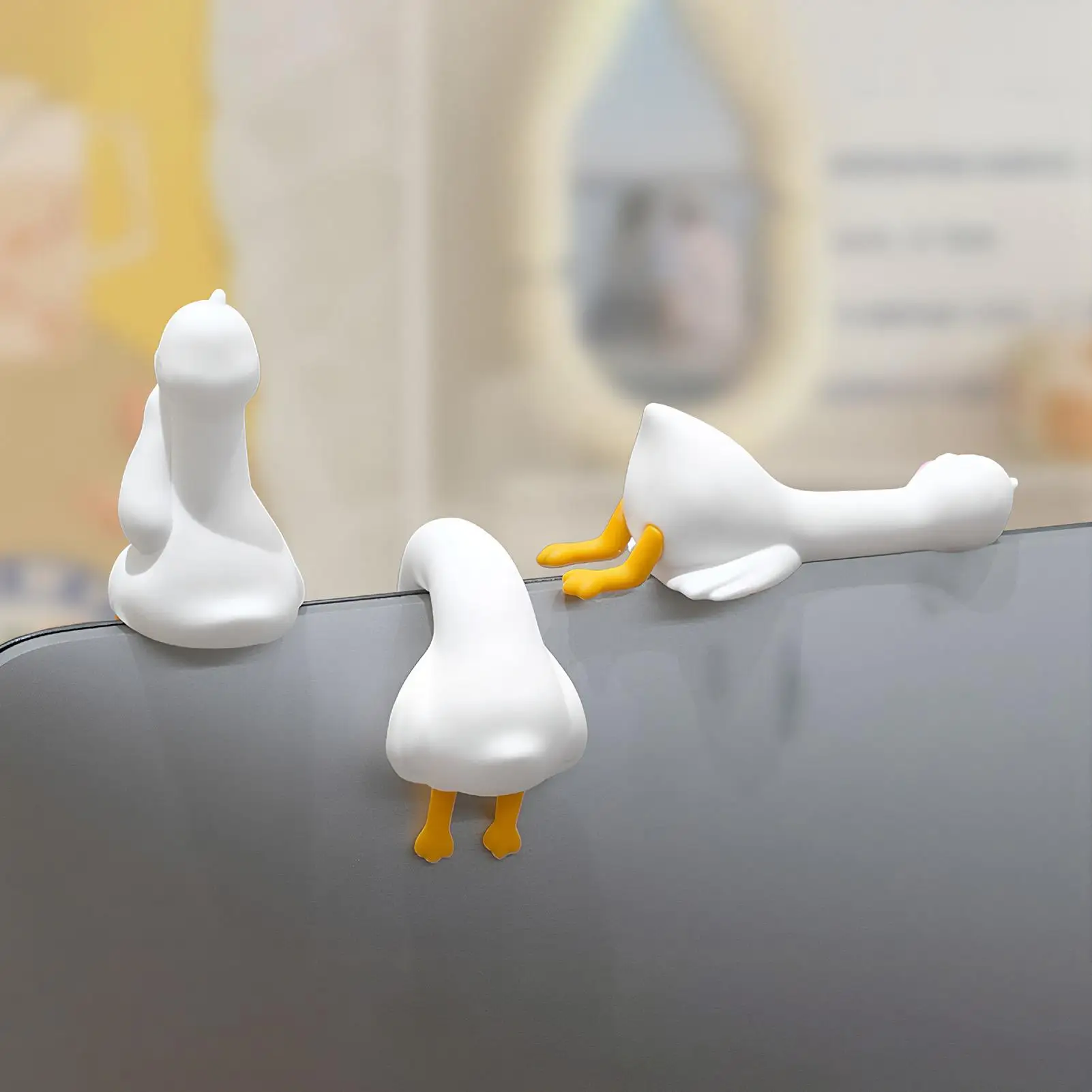 Computer Monitor Figurine 4 Pieces Geese Dashboard Decorations Animals Figurines For Home Bedroom Study Room Workplace Shelf