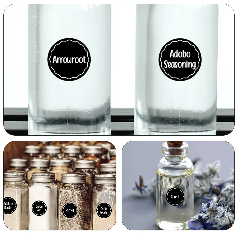 144Pcs Ingredients Label Stickers Black White Clear Spice Names for Home Restaurant Buffet Kitchen Container Decals