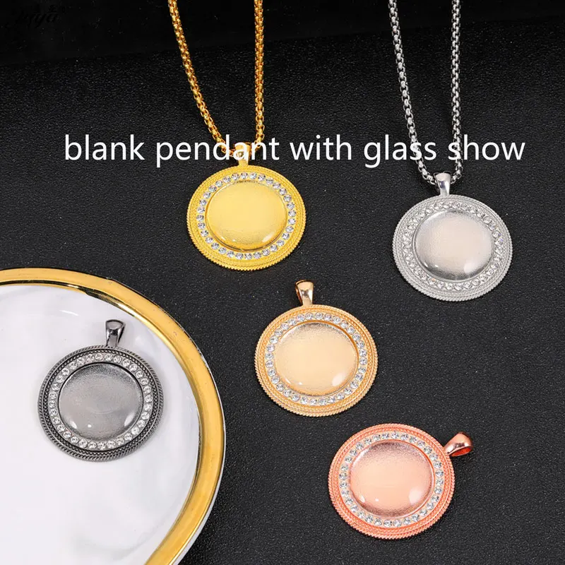 5 teile/los cz Strass Anhänger Lünetten 25/30mm Cabochon Basis Charms Schmuck herstellung Zubehör für DIY Halsketten liefert – Detail 4