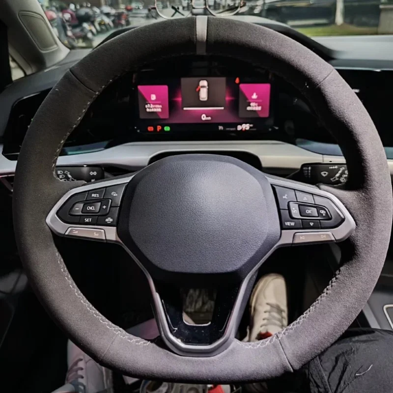 

Hand-Sewn Suede Car Steering Wheel Sagitar Lavida Passat Golf Interior Accessories Steering Wheel Cover For Volkswagen Magotan