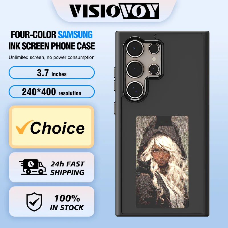 

Fundas For Samsung S24 S23 Ultra Phone Case 4 Color E ink Screen DIY Galaxy Case New-tech NFC Function Cartoon Girls Phone Cover